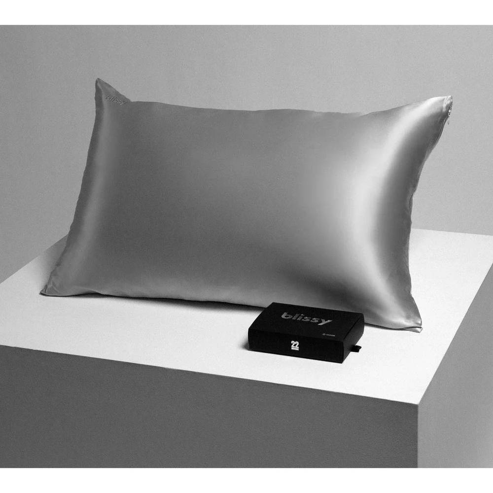 NEW! Blissy 22-Momme‎ Silk Pillowcase, Standard - Silver